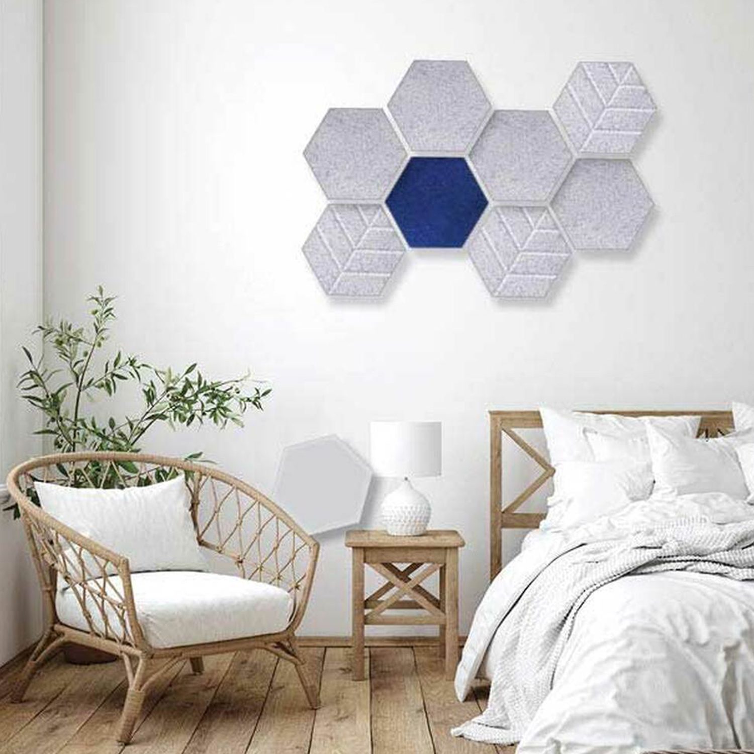 NUOBESTY 40 Pcs Felt Wall Stickers Cork Boards for Walls Soundproofing Felt  Panels Hexagon Pin Board Decorative Board Acoustic Felt Panels Hexagon