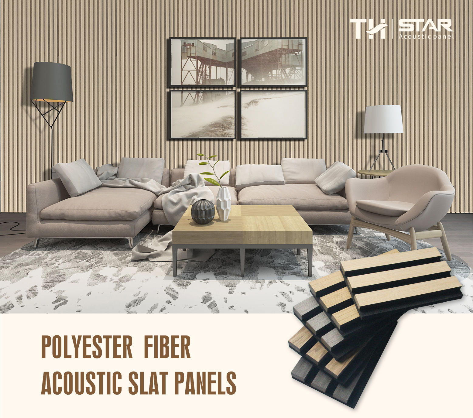 Acoustic panel wooden slat