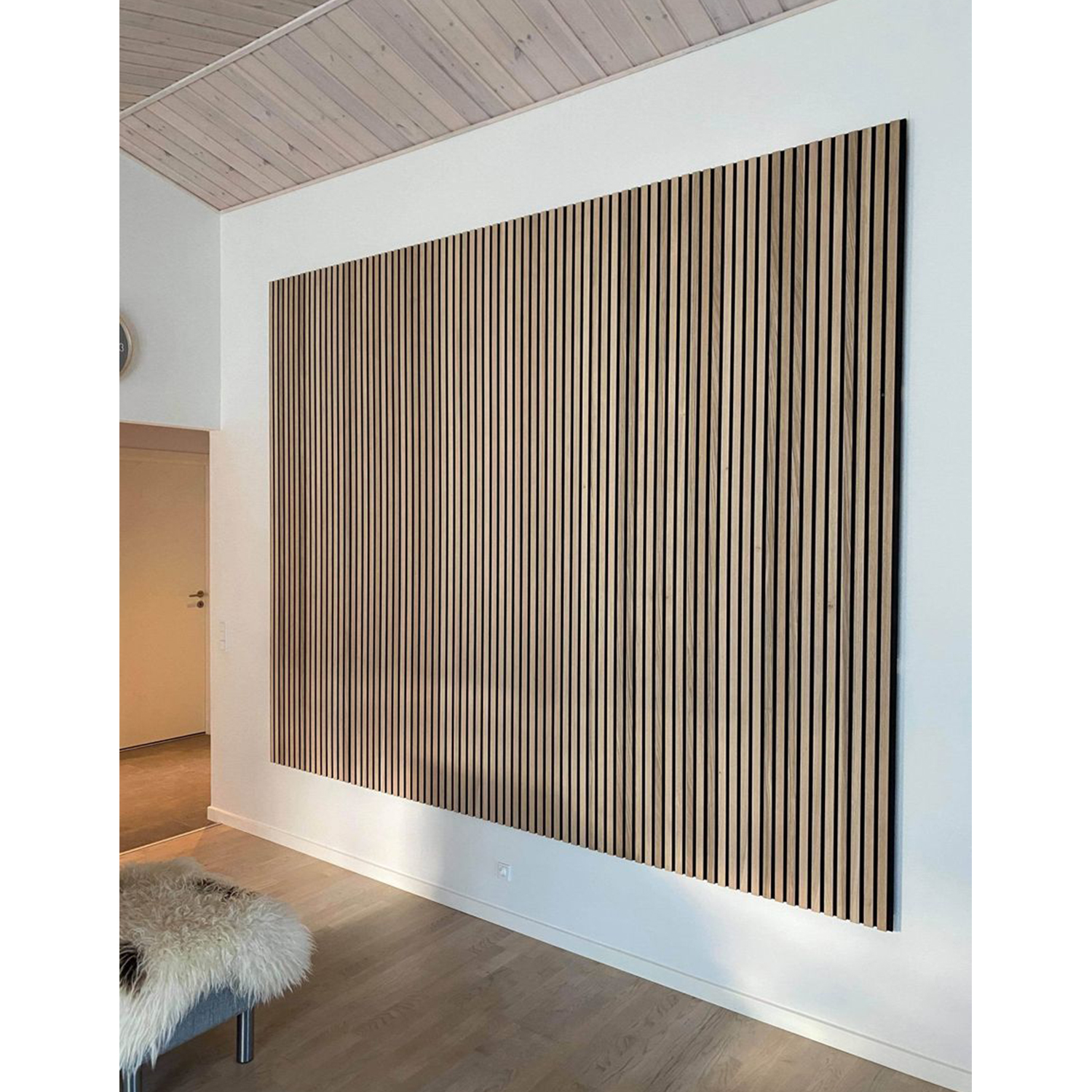 Natural Oak Wood Veneer Slats Acoustic Wall Panels