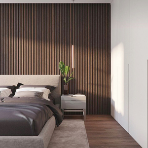 Modern House Grooved Wood Acoustic Wall and ceiling